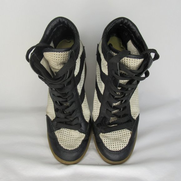 Sam Edelman BOLTON Black White Wedge Heel Sneaker Women's 8 - Picture 8 of 13